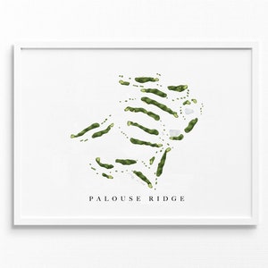 Palouse Ridge | Pullman, Washington | Golfbaankaart, gepersonaliseerde golfkunstcadeaus voor mannen Muurdecoratie, aangepaste aquarelafdruk