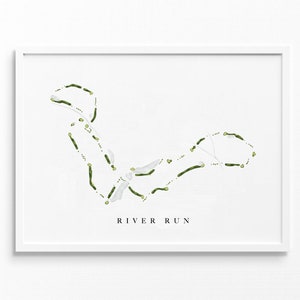 Country Club River Run | Davidson, NC | Golfbaankaart, gepersonaliseerde golfkunstcadeaus voor mannen Muurdecoratie, aangepaste aquarelafdruk