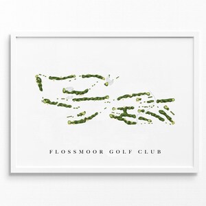 Flossmoor-golfclub | Flossmoor, Illinois | Golfbaankaart, gepersonaliseerde golfkunstcadeaus voor mannen Muurdecoratie, aangepaste aquarelafdruk