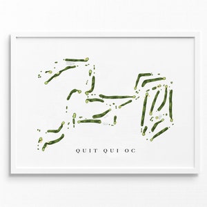 Qui Oc Golf Club beëindigen | Elkhart Lake, Wisconsin | Golfbaankaart, gepersonaliseerde golfkunstcadeaus voor mannen Muurdecoratie, aangepaste aquarelafdruk