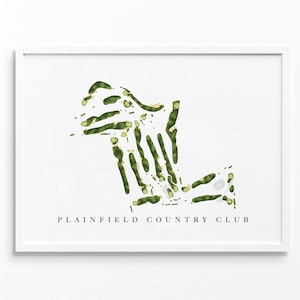 Plainfield Country Club | Edison, New Jersey | Golfbaankaart, gepersonaliseerde golfkunstcadeaus voor mannen Muurdecoratie, aangepaste aquarelafdruk