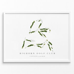 Bighorn-golfclub, kloven | Palm Desert, CA | Golfbaankaart, gepersonaliseerde golfkunstcadeaus voor mannen Muurdecoratie, aangepaste aquarelafdruk