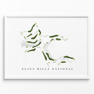 Flint Hills National Golf Club | Andover, Kansas | Golfbaankaart, gepersonaliseerde golfkunstcadeaus voor mannen Muurdecoratie, aangepaste aquarelafdruk