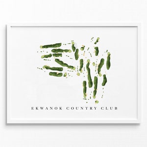 Ekwanok Country Club | Manchester, Virginia | Golfbaankaart, gepersonaliseerde golfkunstcadeaus voor mannen Muurdecoratie, aangepaste aquarelafdruk