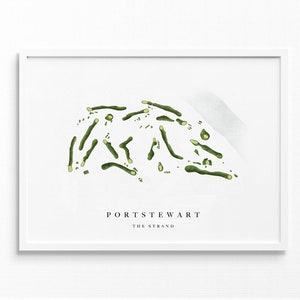 Portstewart Strand | Ierland | Golfbaankaart, gepersonaliseerde golfkunstcadeaus voor mannen Muurdecoratie, aangepaste aquarelafdruk