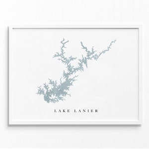 Lac Lanier | Géorgie | Cadeau de carte aquarelle de lac, décoration de maison de lac, cadeau de mariage artistique personnalisé, peinture de voyage personnalisée, impression d'art