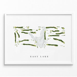 East Lake | Atlanta, Georgia | Golfbaankaart, gepersonaliseerde golfkunstcadeaus voor mannen Muurdecoratie, aangepaste aquarelafdruk