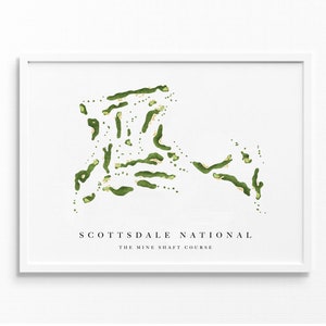 Scottsdale National Golf Club | Mijnschachtcursus | Golfbaankaart, gepersonaliseerde golfkunstcadeaus voor mannen Muurdecoratie, aangepaste aquarelafdruk