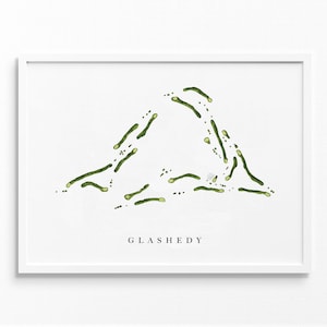 Glashedy | Club de golf Ballyliffin | Irlande | Carte du parcours de golf, cadeaux d'art de golf personnalisés pour homme, décoration murale, impression aquarelle personnalisée