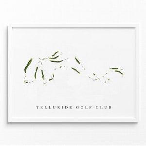 Telluride-golfclub | Telluride, Colorado | Golfbaankaart, gepersonaliseerde golfkunstcadeaus voor mannen Muurdecoratie, aangepaste aquarelafdruk
