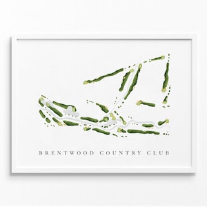 Brentwood Country Club | Tennessee | Golfbaankaart, gepersonaliseerde golfkunstcadeaus voor mannen Muurdecoratie, aangepaste aquarelafdruk