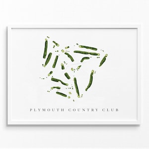 Plymouth Country Club / Plymouth, MA / Mappa del campo da golf, regali personalizzati di arte del golf per uomini, decorazioni murali, stampa acquerello personalizzata