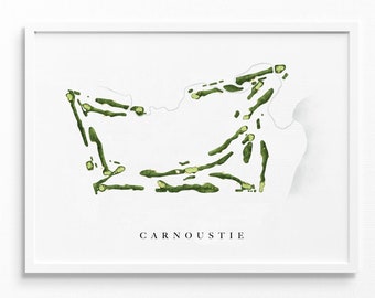 Carnoustie | Championship Course | Scotland | Golf Course Map, Personalized Golf Art Gifts for Men Wall Decor, Custom Watercolor Print