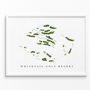 Whitetail-golfresort | Mercersburg, Pennsylvania | Golfbaankaart, gepersonaliseerde golfkunstcadeaus voor mannen Muurdecoratie, aangepaste aquarelafdruk