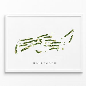 Club de golf d'Hollywood | Deal, New Jersey | Carte du parcours de golf, cadeaux d'art de golf personnalisés pour homme, décoration murale, impression aquarelle personnalisée