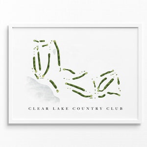 Clear Lake Country Club / Big Rapids, MI / Mappa del campo da golf, regali personalizzati di arte del golf per uomini, decorazioni murali, stampa acquerello personalizzata