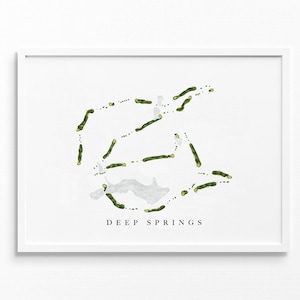 Deep Springs Country Club | Stoneville, NC | Golfbaankaart, gepersonaliseerde golfkunstcadeaus voor mannen Muurdecoratie, aangepaste aquarelafdruk