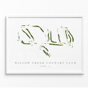 Willow Creek Country Club | Sandy (Utah) | Golfbaankaart, gepersonaliseerde golfkunstcadeaus voor mannen Muurdecoratie, aangepaste aquarelafdruk
