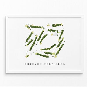 Chicago Golf Club | Wrainton, IL | Golf Platz Karte, Golf Kunst Geschenke für Herren Wanddekoration, Benutzerdefinierte Aquarell Druck
