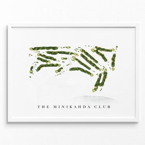 De Minikahda-club | Minneapolis, Minnesota | Golfbaankaart, gepersonaliseerde golfkunstcadeaus voor mannen Muurdecoratie, aangepaste aquarelafdruk