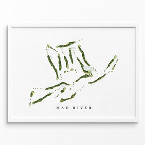 Mad River-golfclub | Creemore, ON | Golfbaankaart, gepersonaliseerde golfkunstcadeaus voor mannen Muurdecoratie, aangepaste aquarelafdruk