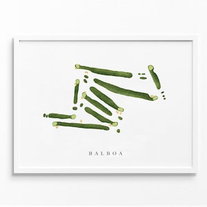 Balboa Park-golfbaan | San Diego, Californië | Golfbaankaart, gepersonaliseerde golfkunstcadeaus voor mannen Muurdecoratie, aangepaste aquarelafdruk