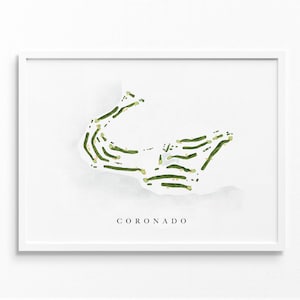 Coronado Municipal | Coronado Island, Californië | Golfbaankaart, gepersonaliseerde golfkunstcadeaus voor mannen Muurdecoratie, aangepaste aquarelafdruk