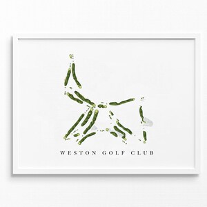 Weston Golf Club | Weston, MA | Mapa do campo de golfe, presentes de arte de golfe personalizados para decoração de parede masculina, impressão de aquarela personalizada