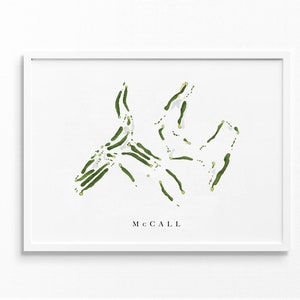 McCall-golfclub | McCall, Idaho | Golfbaankaart, gepersonaliseerde golfkunstcadeaus voor mannen Muurdecoratie, aangepaste aquarelafdruk