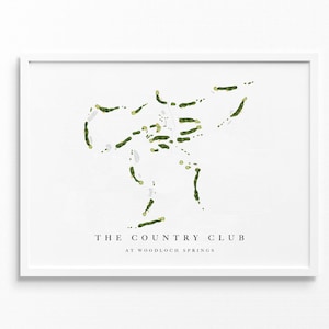 The Country Club a Woodloch Springs / Hawley, PA / Mappa del campo da golf, regali personalizzati di arte del golf per uomo, decorazioni murali, stampa acquerello personalizzata