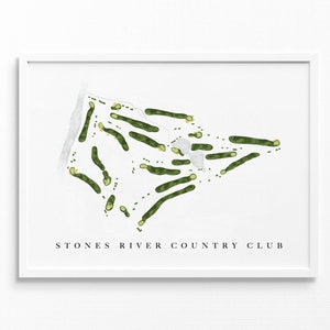 Stones River Country Club | Murfreesboro, Tennessee | Golfbaankaart, gepersonaliseerde golfkunstcadeaus voor mannen Muurdecoratie, aangepaste aquarelafdruk