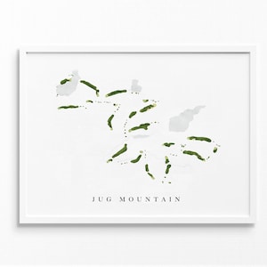 Jug Mountain Ranch | McCall, Idaho | Golfbaankaart, gepersonaliseerde golfkunstcadeaus voor mannen Muurdecoratie, aangepaste aquarelafdruk