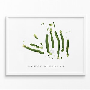 Mount Pleasant Golf Club / Lowell, MA / Mappa del campo da golf, regali personalizzati di arte del golf per uomini, decorazioni murali, stampa acquerello personalizzata