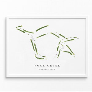 Rock Creek Country Club | Portland (Oregon) | Golfbaankaart, gepersonaliseerde golfkunstcadeaus voor mannen Muurdecoratie, aangepaste aquarelafdruk