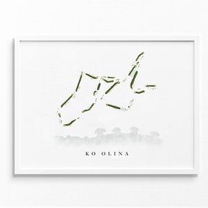 Koh Olina | Oahu, Hawaï | Baankaart, golfschilderij, golfcadeau, baanindeling | Aquarel kunstafdruk