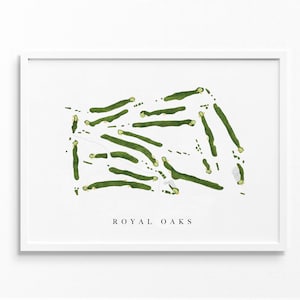 Royal Oaks Country Club / Vancouver, WA / Mappa del campo da golf, dipinto sul golf, regalo sul golf, layout del campo / Stampa artistica in stile acquerello