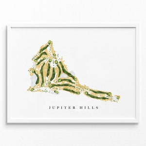 Jupiter Hills Club | Tequesta, Florida | Golfbaankaart, gepersonaliseerde golfkunstcadeaus voor mannen Muurdecoratie, aangepaste aquarelafdruk