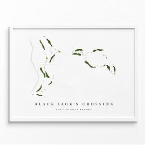 Black Jack's Crossing | Lajitas-golfresort | Golfbaankaart, gepersonaliseerde golfkunstcadeaus voor mannen Muurdecoratie, aangepaste aquarelafdruk