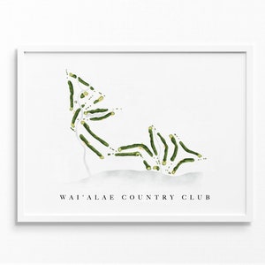 Wai'alae Country Club / Honolulu, Hawaii / Mappa del campo da golf, regali personalizzati di arte del golf per uomini, decorazione murale, stampa acquerello personalizzata