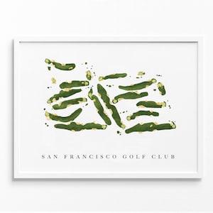 San Francisco Golf Club | Golfbaankaart, gepersonaliseerde golfkunstcadeaus voor mannen Muurdecoratie, aangepaste aquarelafdruk