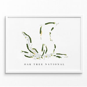 Oak Tree National | Oklahoma | Golfbaankaart, gepersonaliseerde golfkunstcadeaus voor mannen Muurdecoratie, aangepaste aquarelafdruk