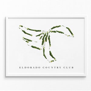 Eldorado Country Club / Indian Wells, CA Palm Desert / Mappa del campo, dipinto da golf, regalo da golf, layout del campo / Stampa artistica in stile acquerello