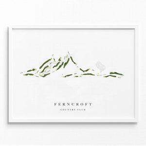 Ferncroft Country Club / Middleton, Massachusetts / Mappa del campo da golf, dipinto sul golf, regalo sul golf, layout del campo / stampa in stile acquerello