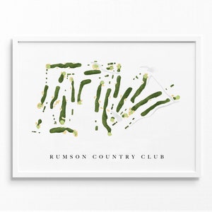 Rumson Country Club / Rumson, New Jersey / Mappa del campo da golf, dipinto di golf, regalo di golf, layout del campo / Stampa artistica in stile acquerello
