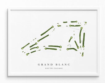 The Jewel of Grand Blanc | South Course | Michigan | Golf Course Map, Golfer Decor Gift, Course Layout | Watercolor-style Fine Art Print