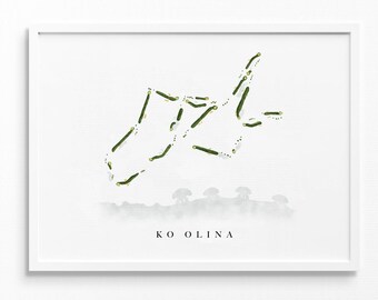 Ko Olina | Oahu, Hawaii | Course Map, Golf Painting, Golf Gift, Course Layout | Watercolor Fine Art Print