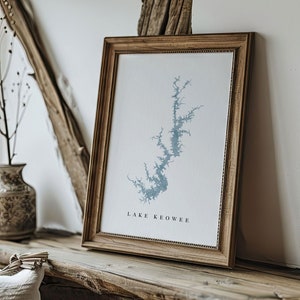 Lake Keowee | Zuid-Carolina | Cadeau aquarel kaart meer, decor meerhuis, gepersonaliseerde kunst huwelijkscadeau, aangepaste reisschildering, kunstafdruk