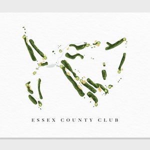Essex County Club | Manchester by-the-Sea, MA | Golf Platz Karte, Golf Kunst Geschenke für Herren Wanddekoration, Benutzerdefinierte Aquarell Druck