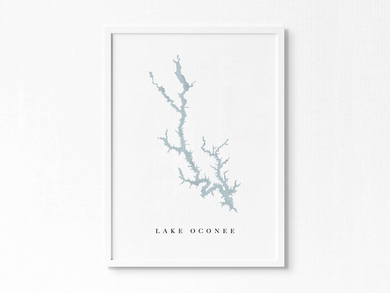 Lake Oconee Lake Map Lake Decor Gift Lake Layout Etsy