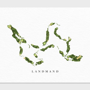 Landmand Golfclub | Homer, NE | Golf Platz Karte, Golf Kunst Geschenke für Herren Wanddekoration, Benutzerdefinierte Aquarell Druck